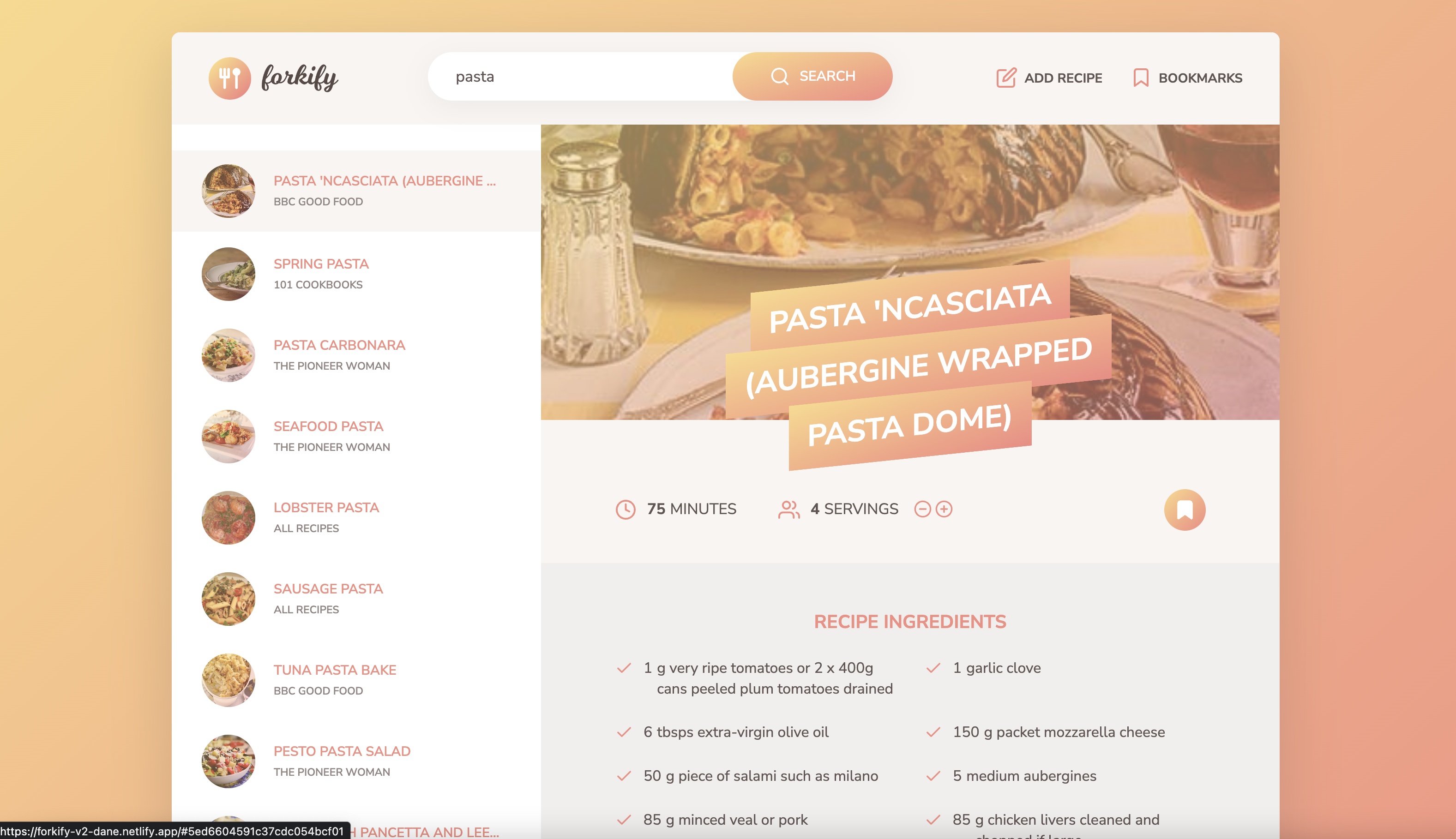 Forkify App - Lets You Search Your Favourite Recipes