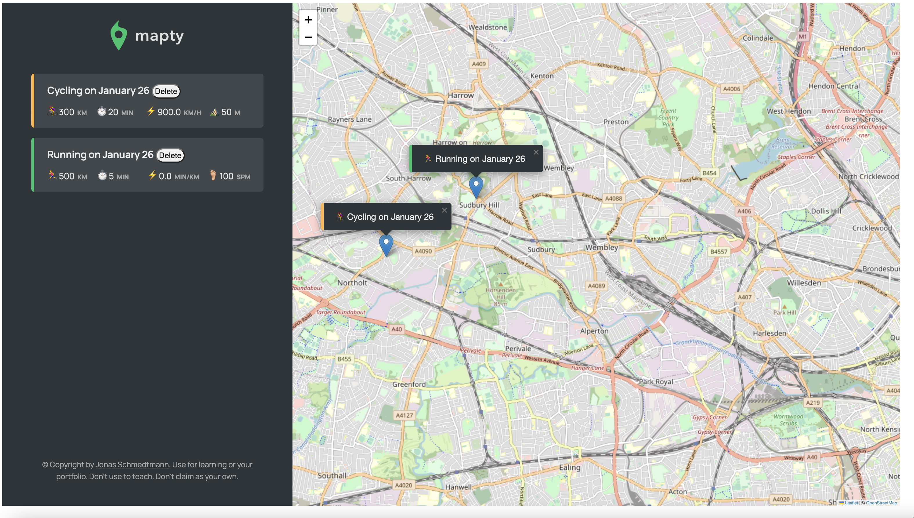 Mapty App - Fitness Location Tracker With Data